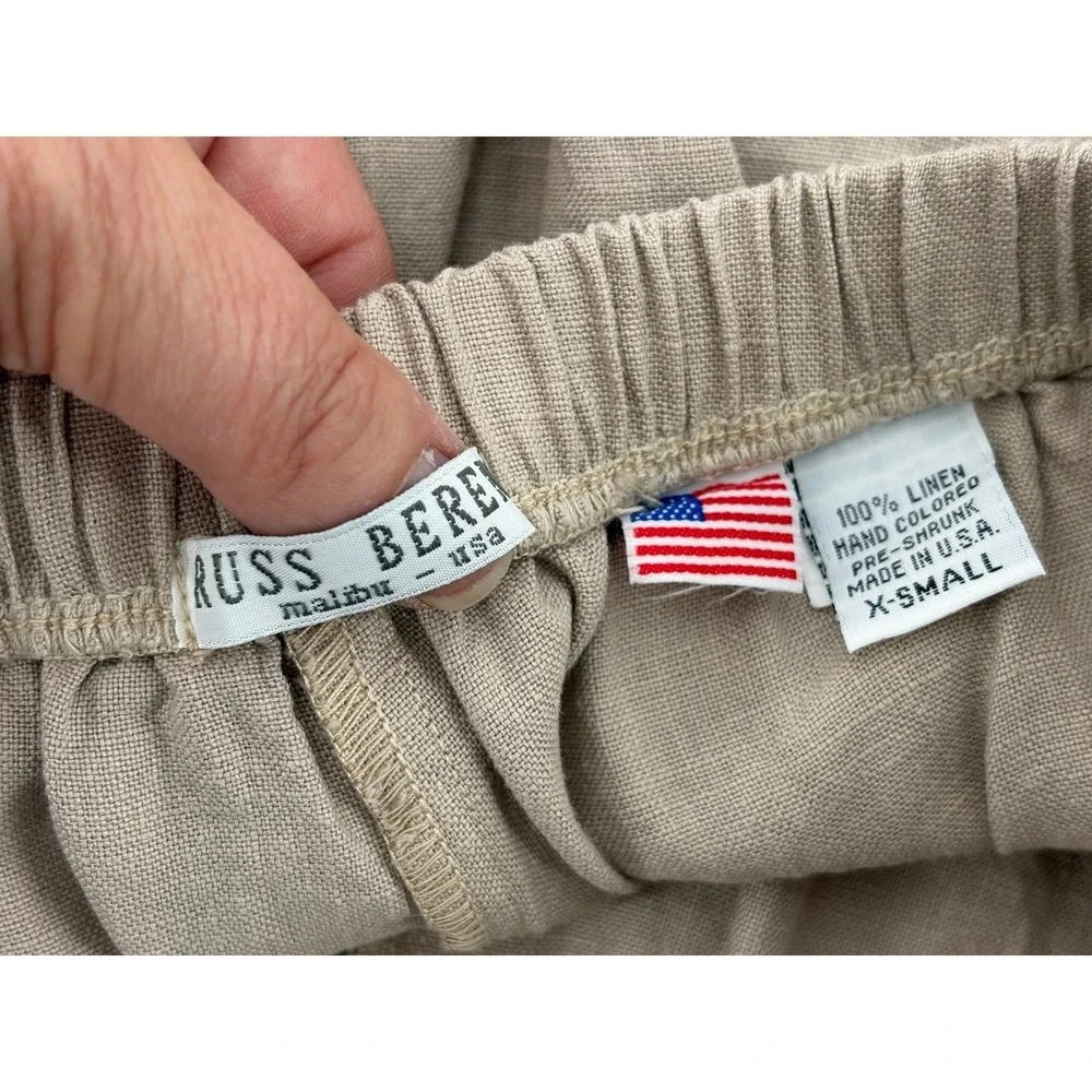 Russ‎ Berens Shorts, Beige Linen Coastal Beach 90s Malibu, Made In USA, Size XS